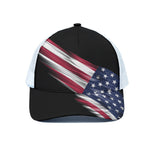 American Flag Wing Print White Mesh Trucker Cap