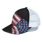 American Flag Wing Print White Mesh Trucker Cap