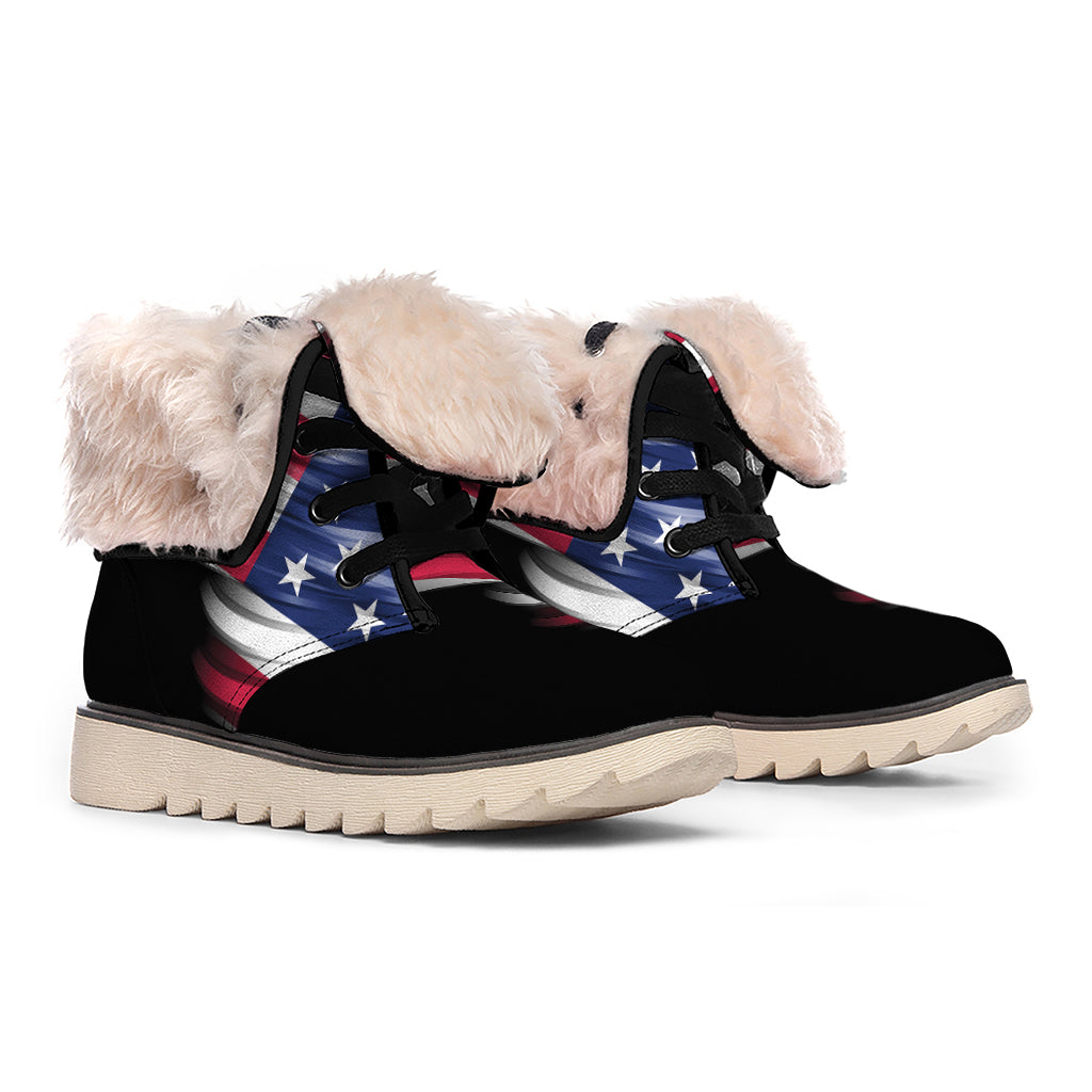 American Flag Wing Print Winter Boots