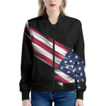 American Flag Wing Print Women's Bomber Jacket