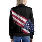 American Flag Wing Print Women's Bomber Jacket