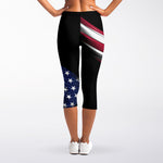 American Flag Wing Print Women's Capri Leggings