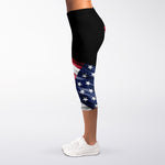 American Flag Wing Print Women's Capri Leggings