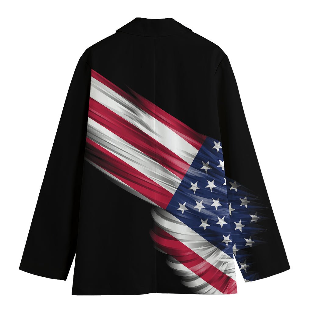 American Flag Wing Print Women's Cotton Blazer