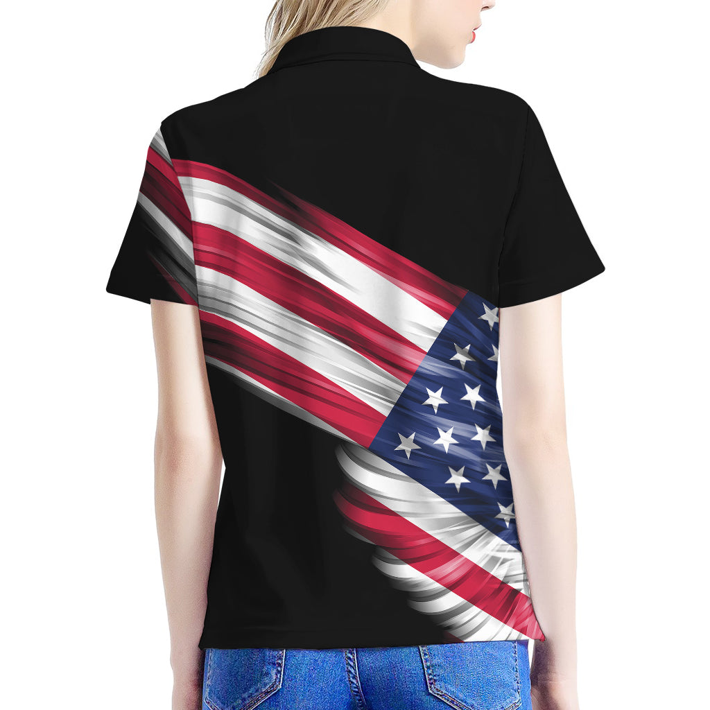 American Flag Wing Print Women's Polo Shirt
