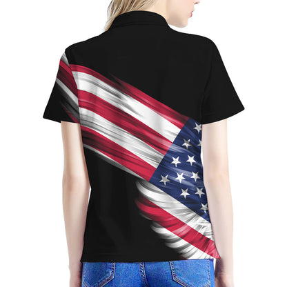 American Flag Wing Print Women's Polo Shirt