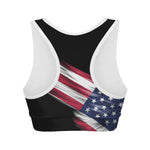 American Flag Wing Print Women's Sports Bra