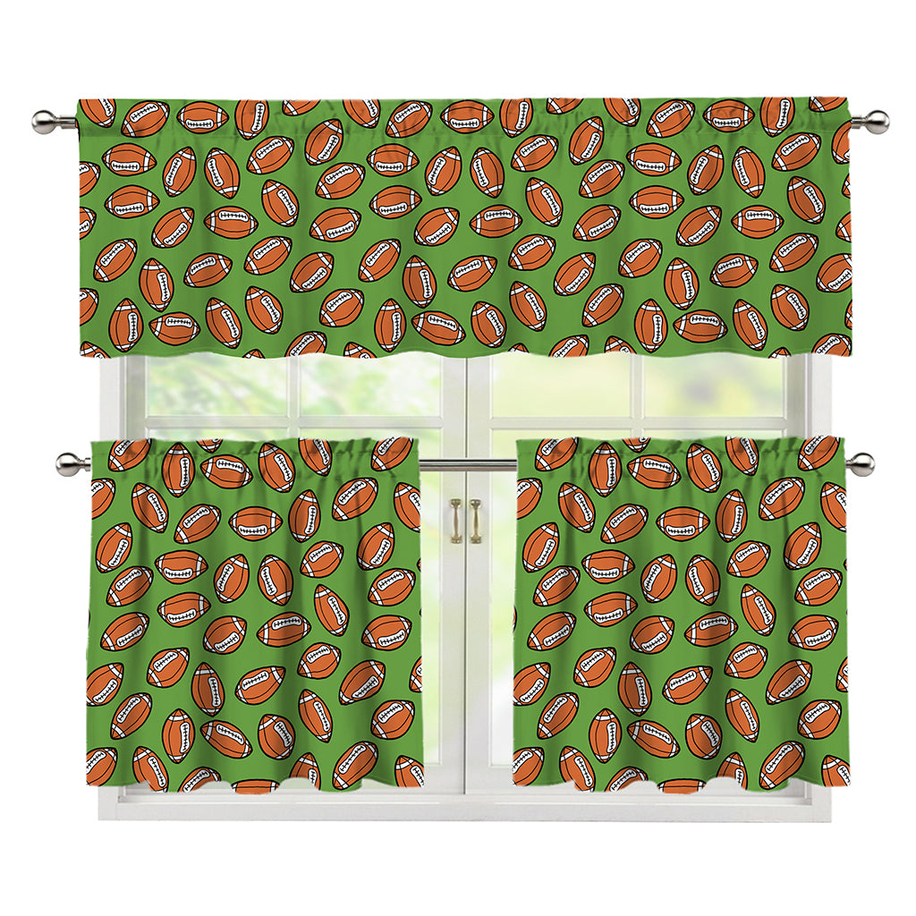 American Football Ball Pattern Print 3 Piece Kitchen Curtains