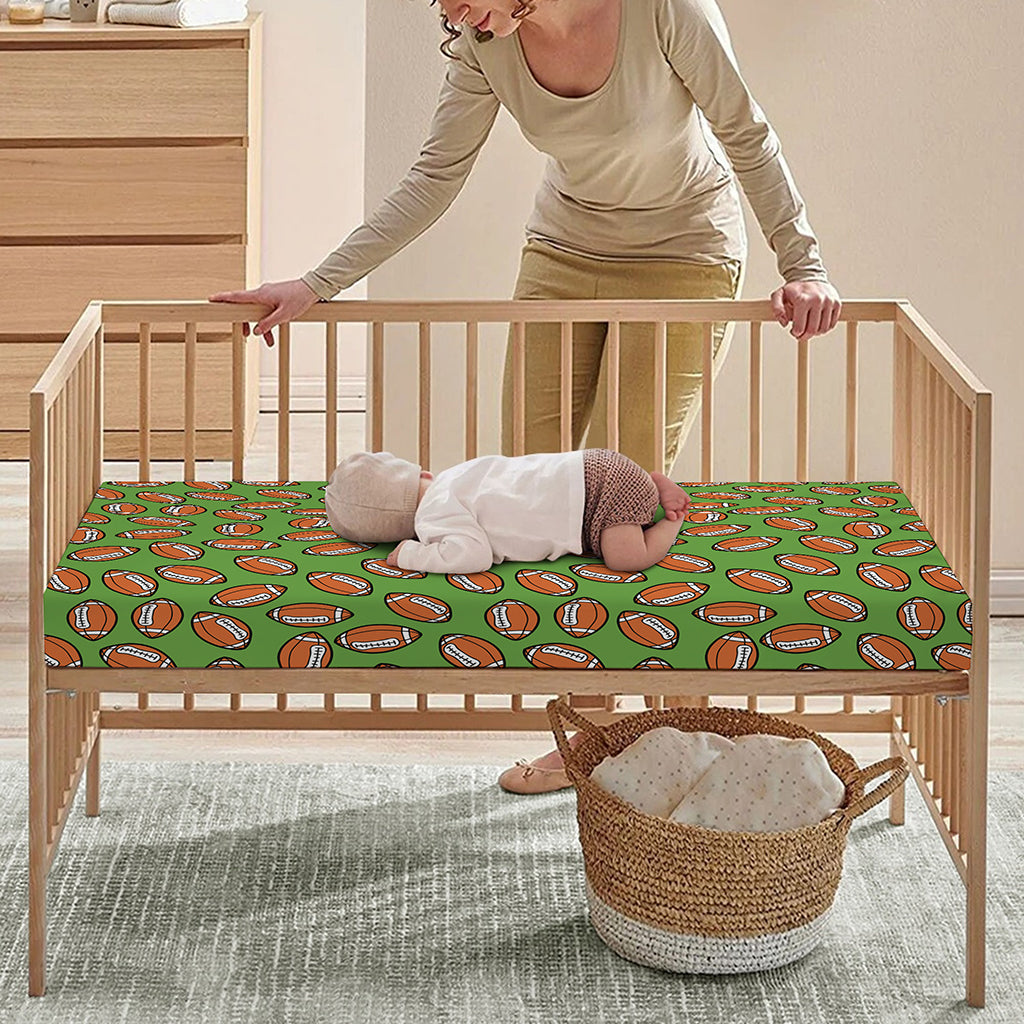 American Football Ball Pattern Print Baby Crib Sheet