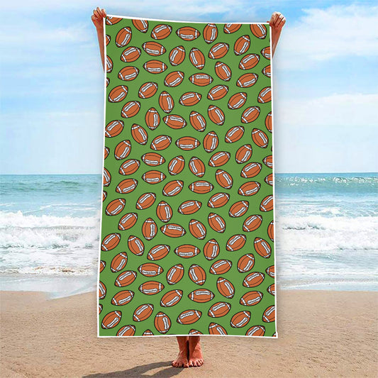 American Football Ball Pattern Print Beach Towel