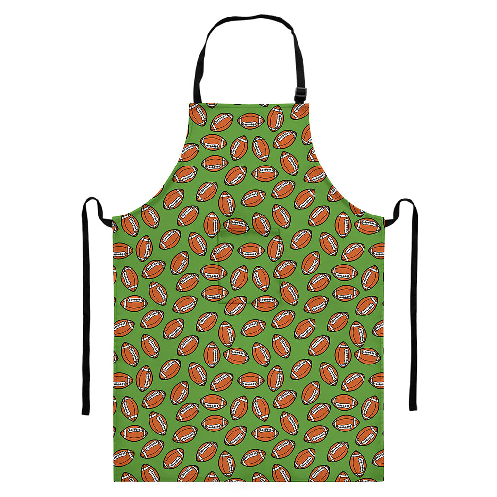 American Football Ball Pattern Print Bib Apron With Pocket