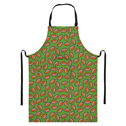 American Football Ball Pattern Print Bib Apron With Pocket
