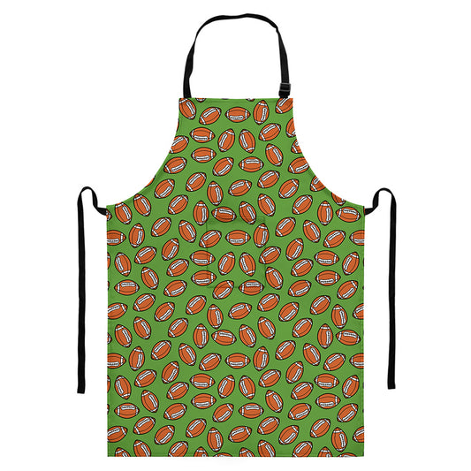 American Football Ball Pattern Print Bib Apron With Pocket