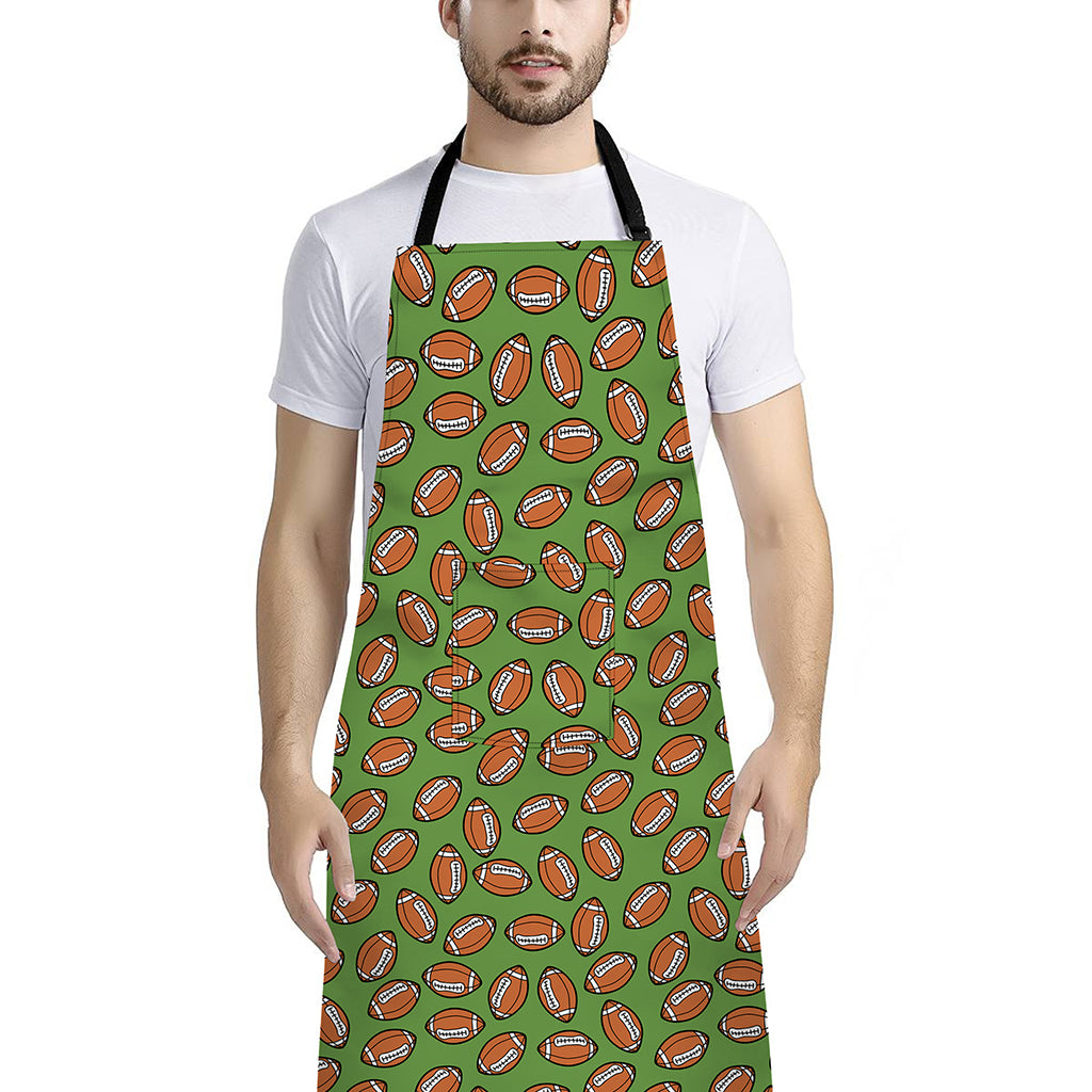 American Football Ball Pattern Print Bib Apron With Pocket