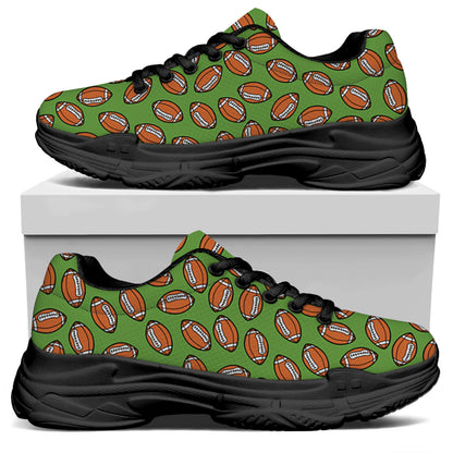 American Football Ball Pattern Print Black Chunky Shoes