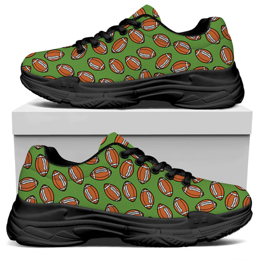 American Football Ball Pattern Print Black Chunky Shoes