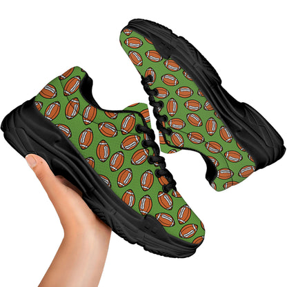 American Football Ball Pattern Print Black Chunky Shoes