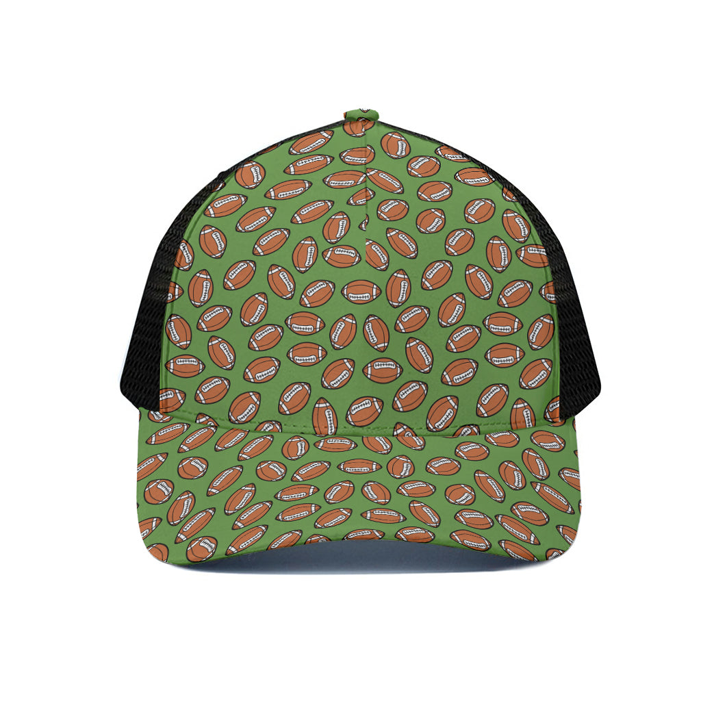 American Football Ball Pattern Print Black Mesh Trucker Cap