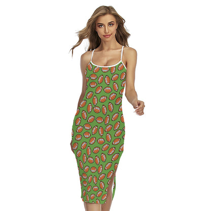 American Football Ball Pattern Print Cross Back Cami Dress