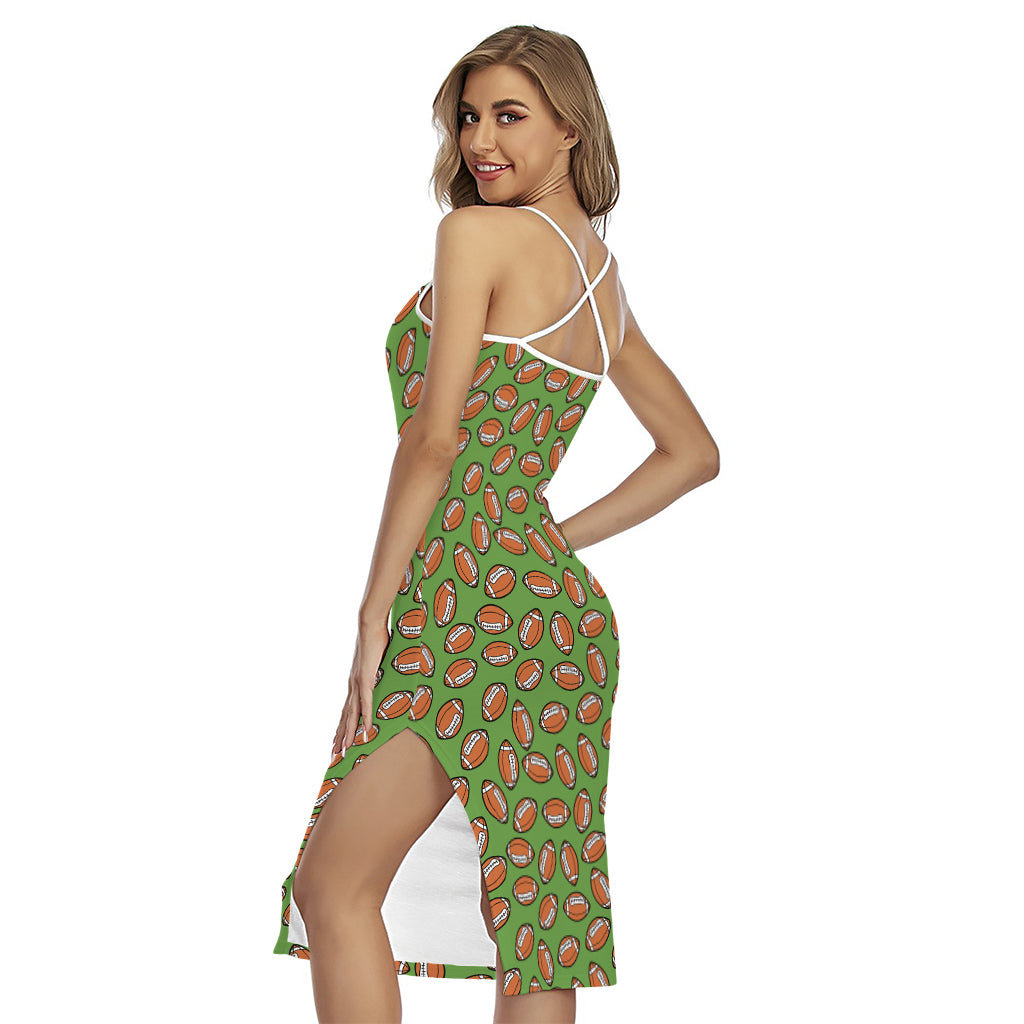 American Football Ball Pattern Print Cross Back Cami Dress