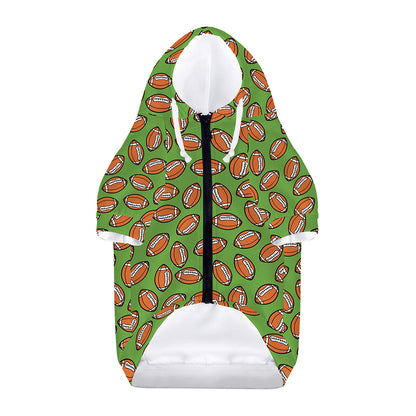 American Football Ball Pattern Print Dog Zip Up Hoodie
