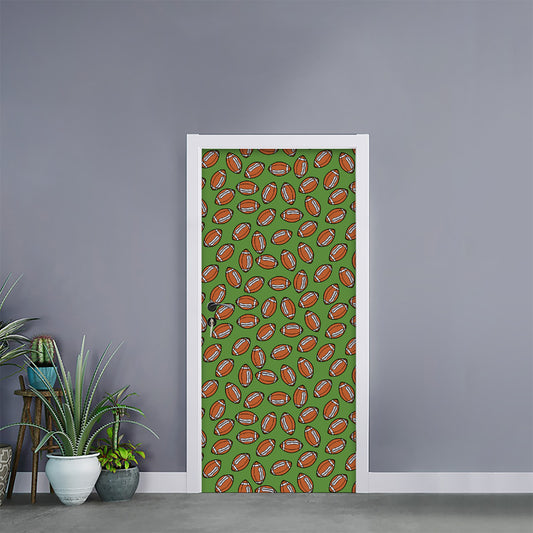 American Football Ball Pattern Print Door Sticker