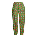 American Football Ball Pattern Print Fleece Lined Knit Pants