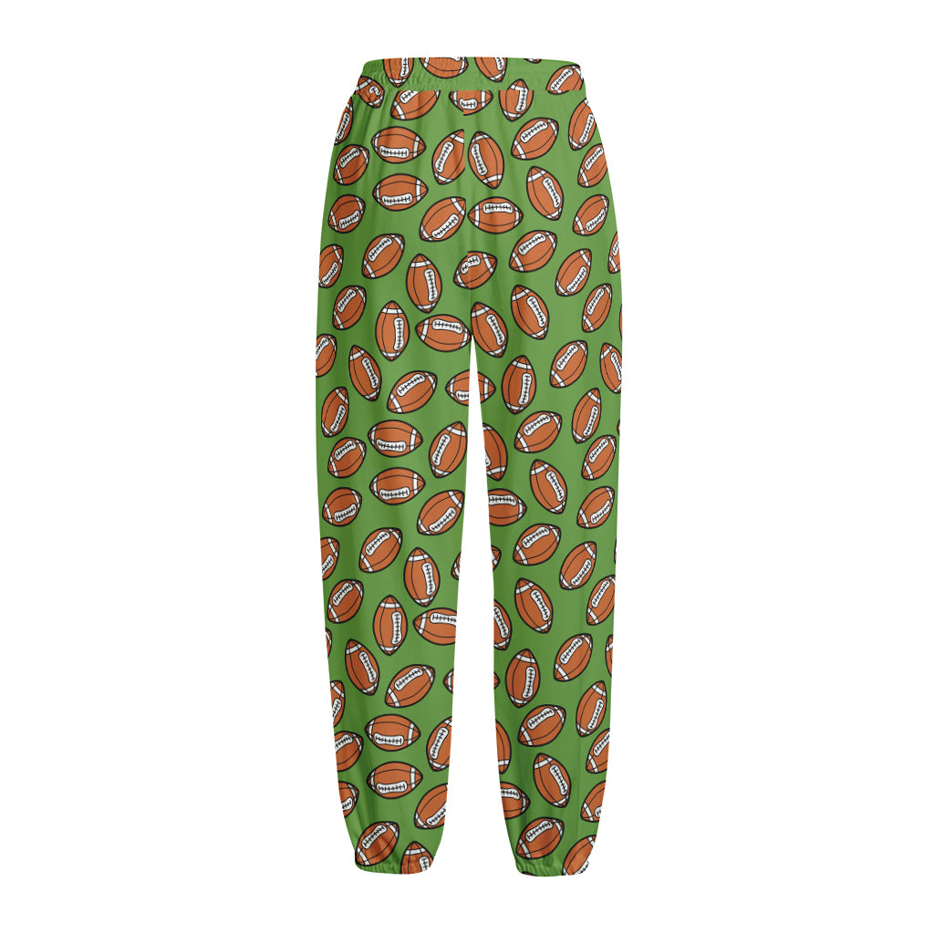 American Football Ball Pattern Print Fleece Lined Knit Pants