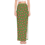 American Football Ball Pattern Print High Slit Maxi Skirt