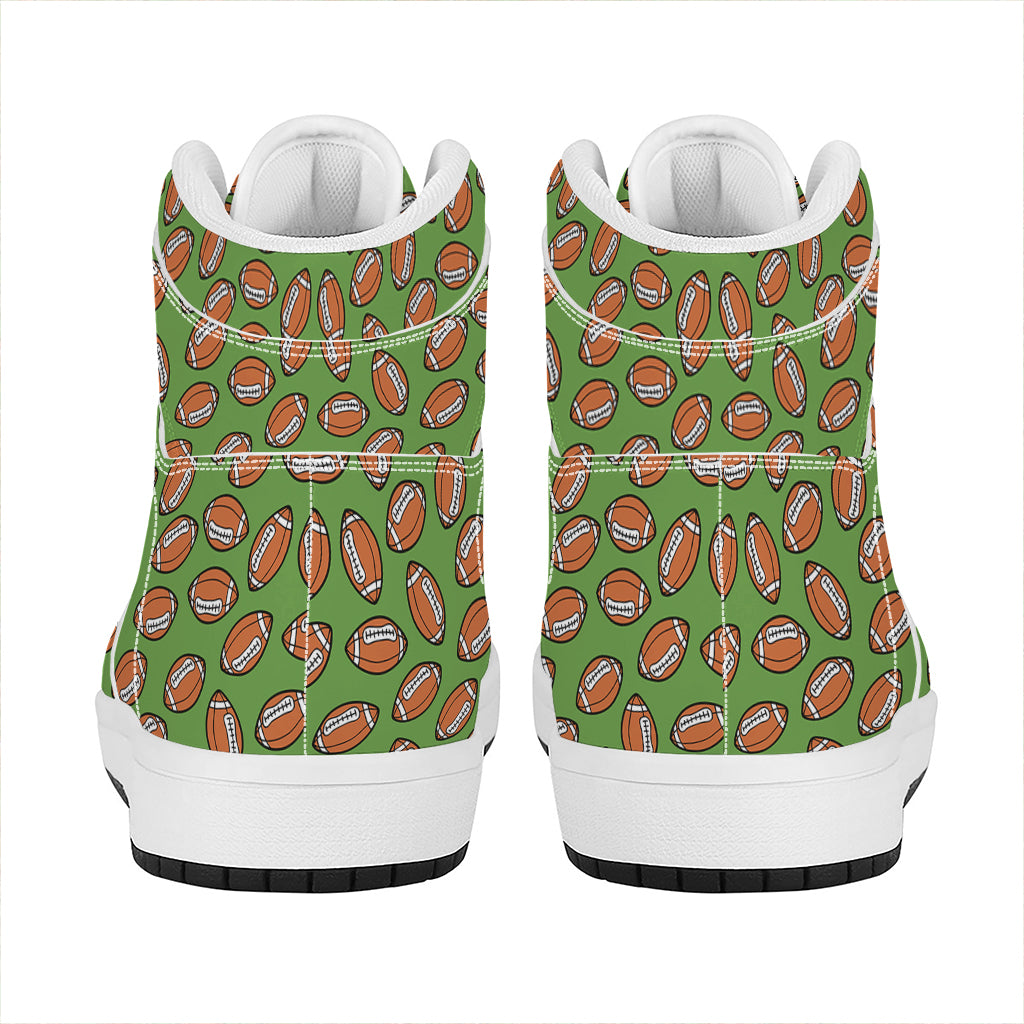 American Football Ball Pattern Print High Top Leather Sneakers