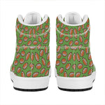 American Football Ball Pattern Print High Top Leather Sneakers