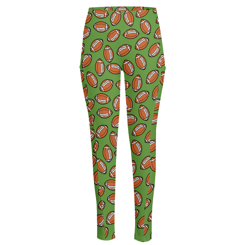 American Football Ball Pattern Print High-Waisted Pocket Leggings