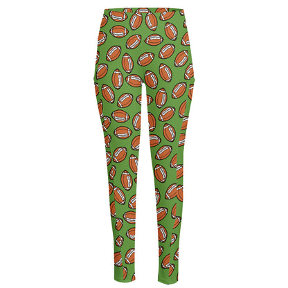 American Football Ball Pattern Print High-Waisted Pocket Leggings