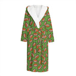 American Football Ball Pattern Print Hooded Bathrobe
