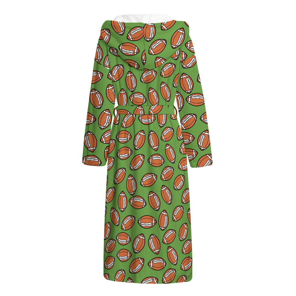 American Football Ball Pattern Print Hooded Bathrobe