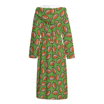 American Football Ball Pattern Print Hooded Bathrobe