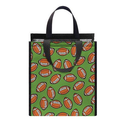 American Football Ball Pattern Print Insulated Lunch Tote