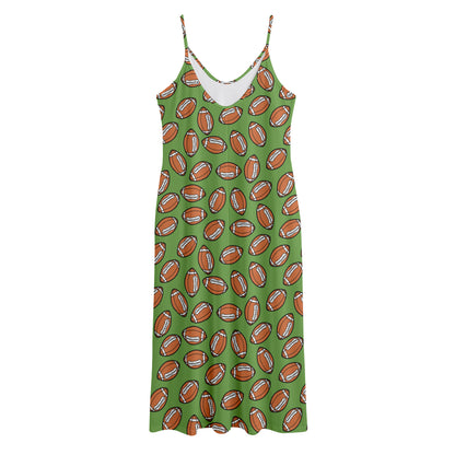American Football Ball Pattern Print Jersey Midi Cami Dress