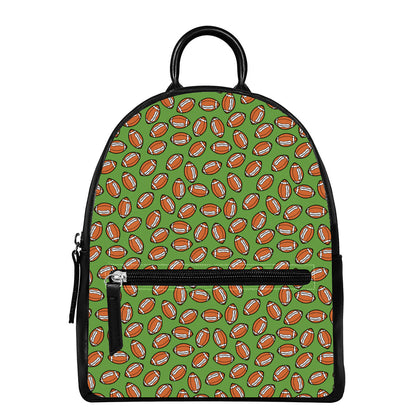 American Football Ball Pattern Print Leather Backpack