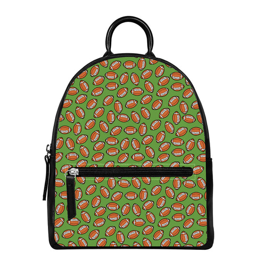 American Football Ball Pattern Print Leather Backpack