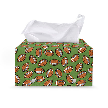 American Football Ball Pattern Print Leather Tissue Box Cover