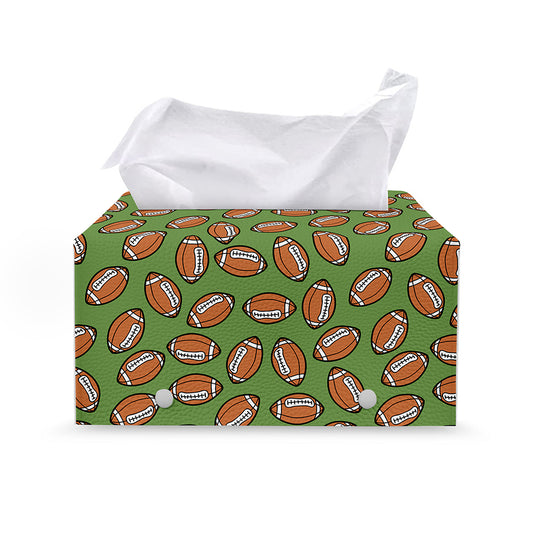 American Football Ball Pattern Print Leather Tissue Box Cover