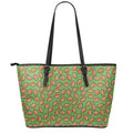 American Football Ball Pattern Print Leather Tote Bag With Zipper