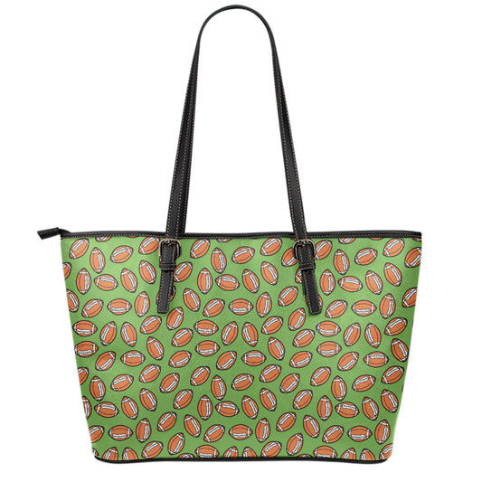 American Football Ball Pattern Print Leather Tote Bag
