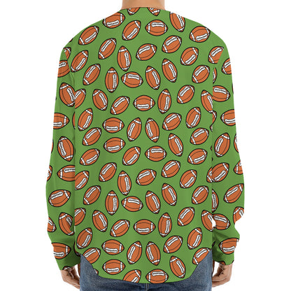 American Football Ball Pattern Print Long Sleeve Baseball Jersey