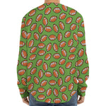 American Football Ball Pattern Print Long Sleeve Baseball Jersey