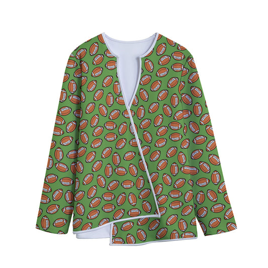 American Football Ball Pattern Print Long Sleeve Short Coat