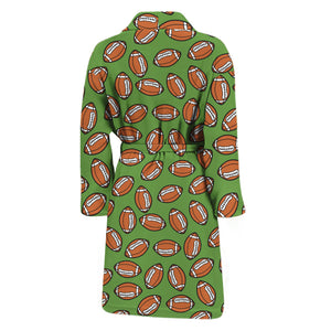 American Football Ball Pattern Print Men's Bathrobe