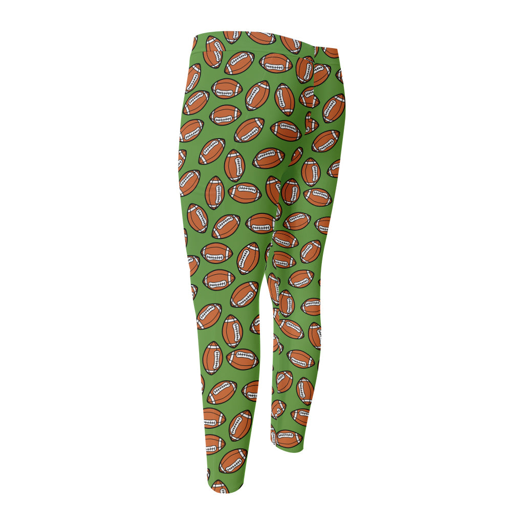 American Football Ball Pattern Print Men's Compression Pants