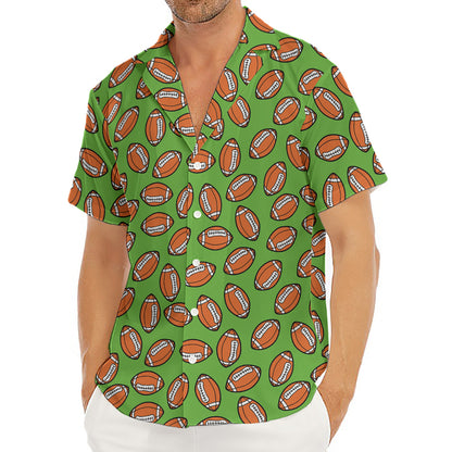 American Football Ball Pattern Print Men's Deep V-Neck Shirt